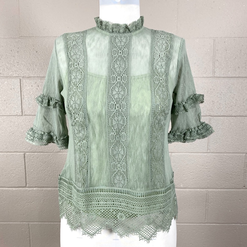 ANTHROPOLOGIE: White Lace Blouse - Picture 4 of 4